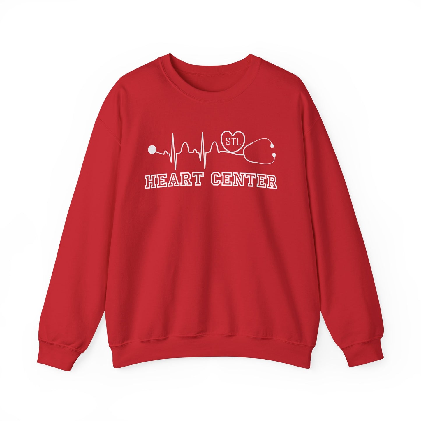 STL Heart Center EKG Gildan Sweatshirt, perfect to show you red and support heart disease!