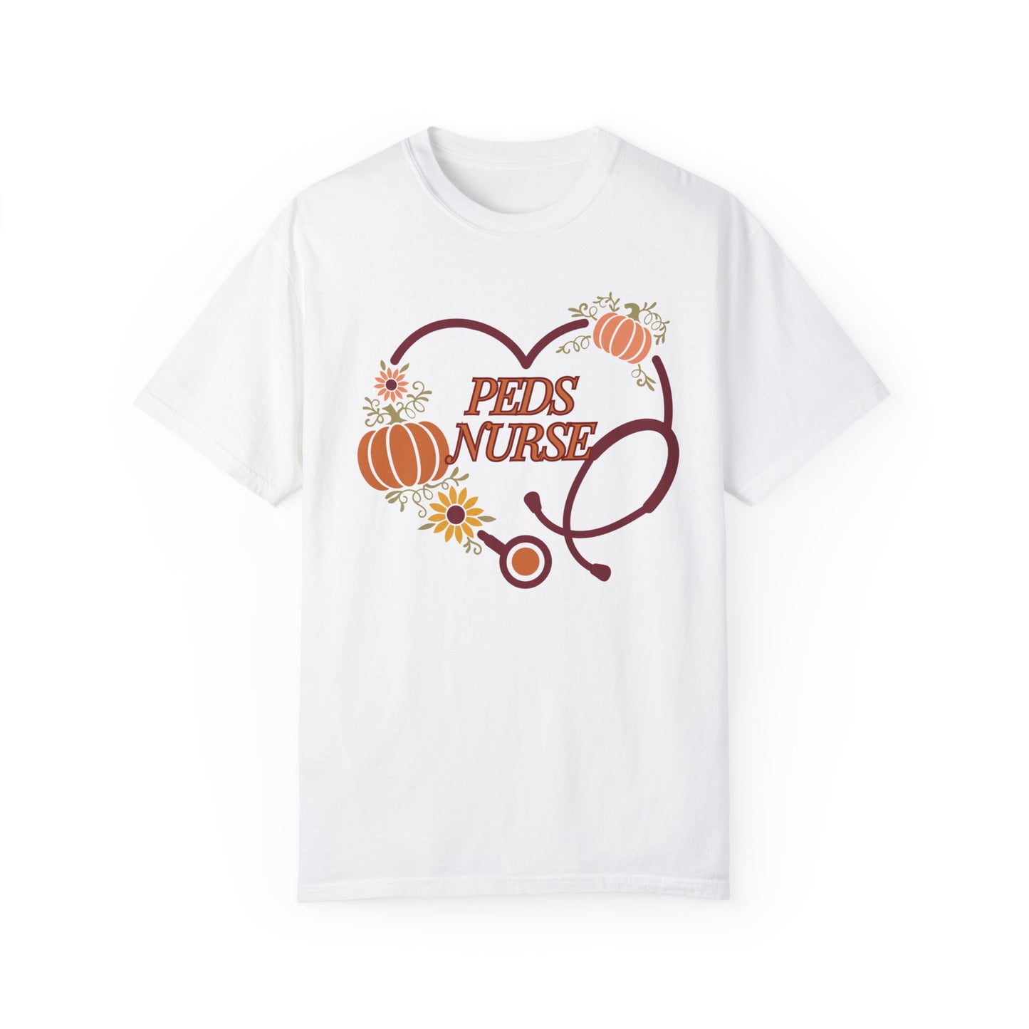 Fall PedsNurse Stethoscope heart, fall shirt, gift for nurse,cute holiday shirt, comfort colors