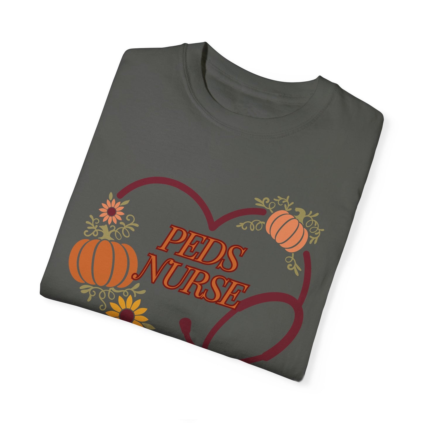 Fall PedsNurse Stethoscope heart, fall shirt, gift for nurse,cute holiday shirt, comfort colors