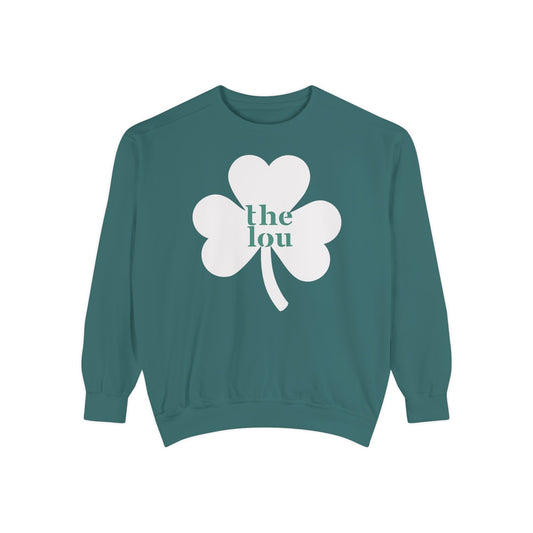 Simple St. Patricks Day sweatshirt, The Lou, St. Louis, customize your city, Color Comfort cute three leaf clover woman unisex sweatshirt.
