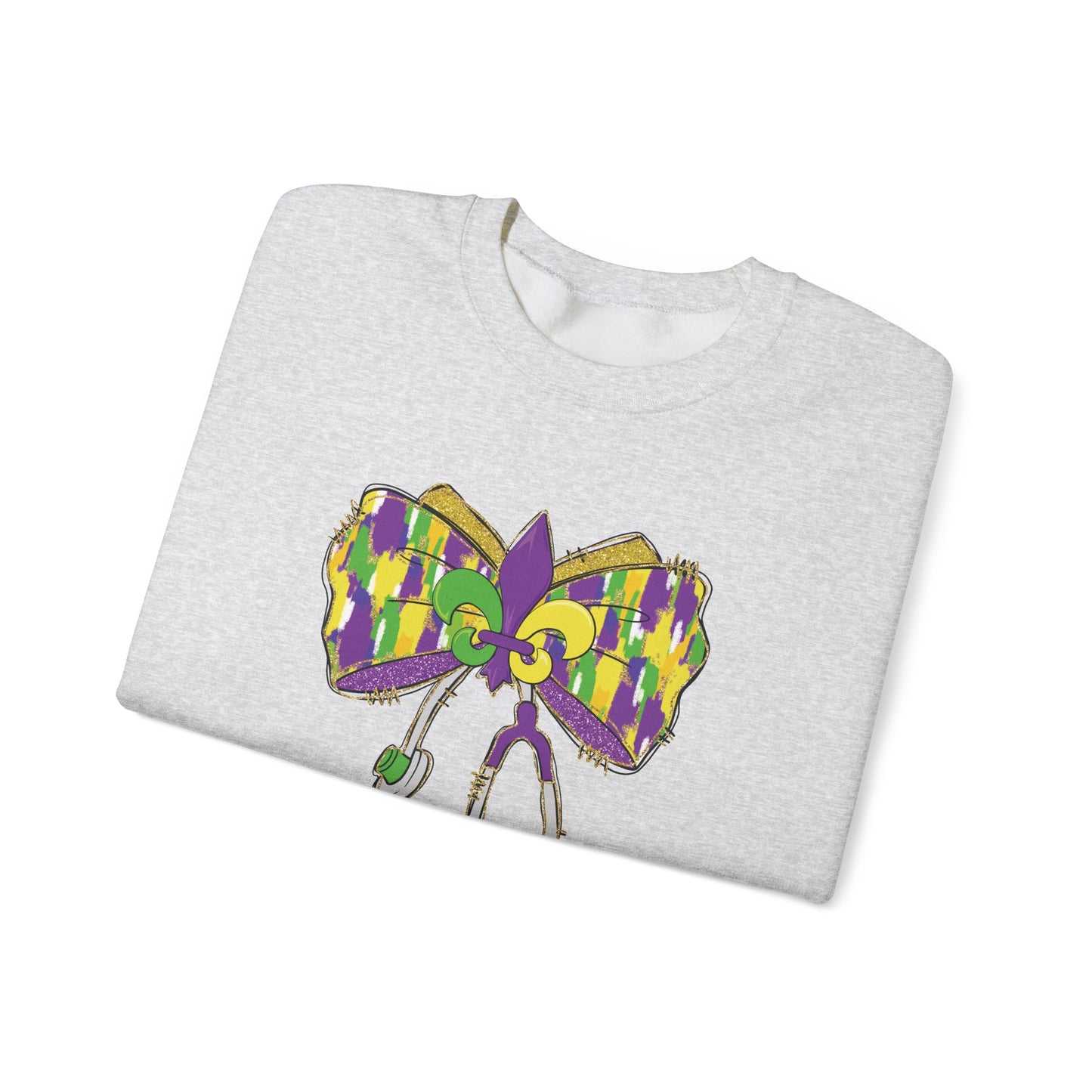 Mardi Gras  colorful bow Nurse Gildan Sweatshirt