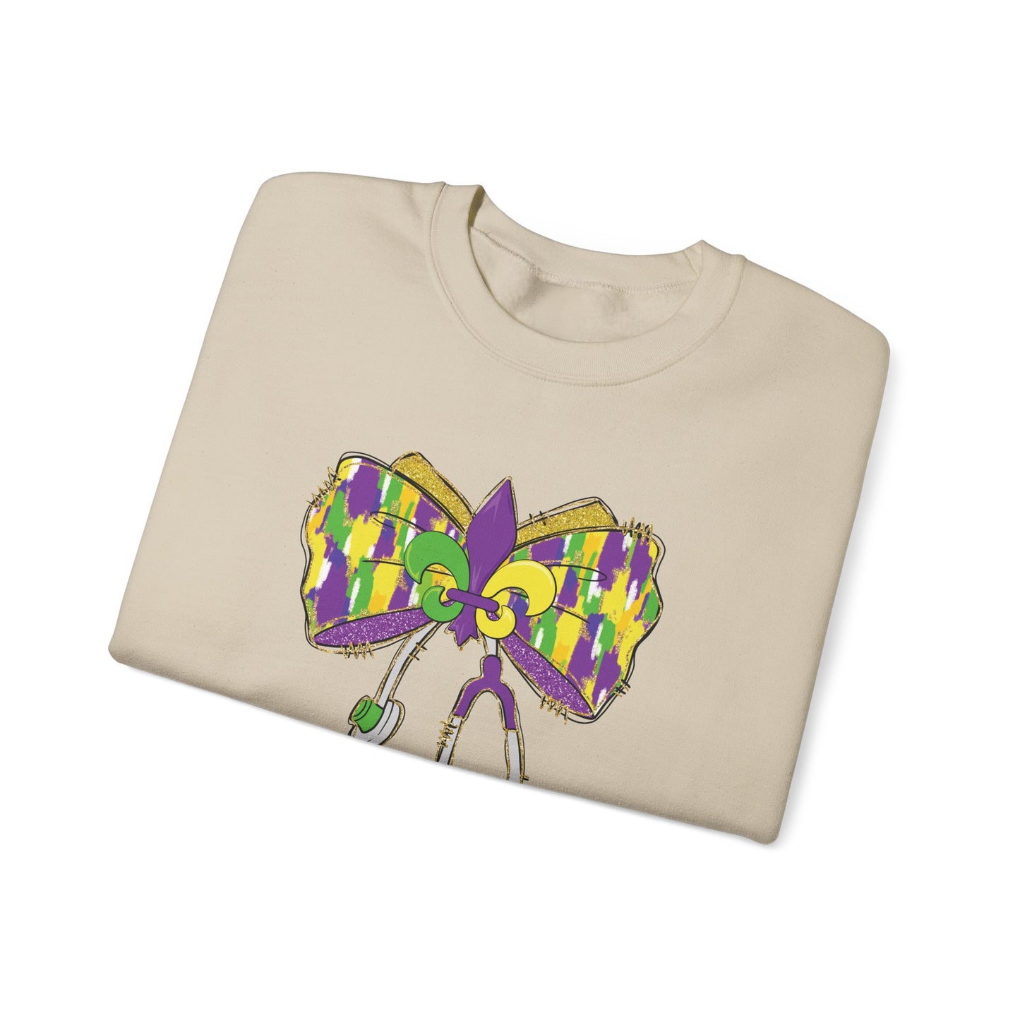 Mardi Gras  colorful bow Nurse Gildan Sweatshirt