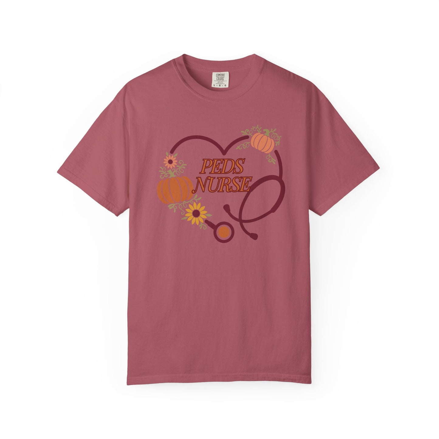 Fall PedsNurse Stethoscope heart, fall shirt, gift for nurse,cute holiday shirt, comfort colors, thanksgiving shirt