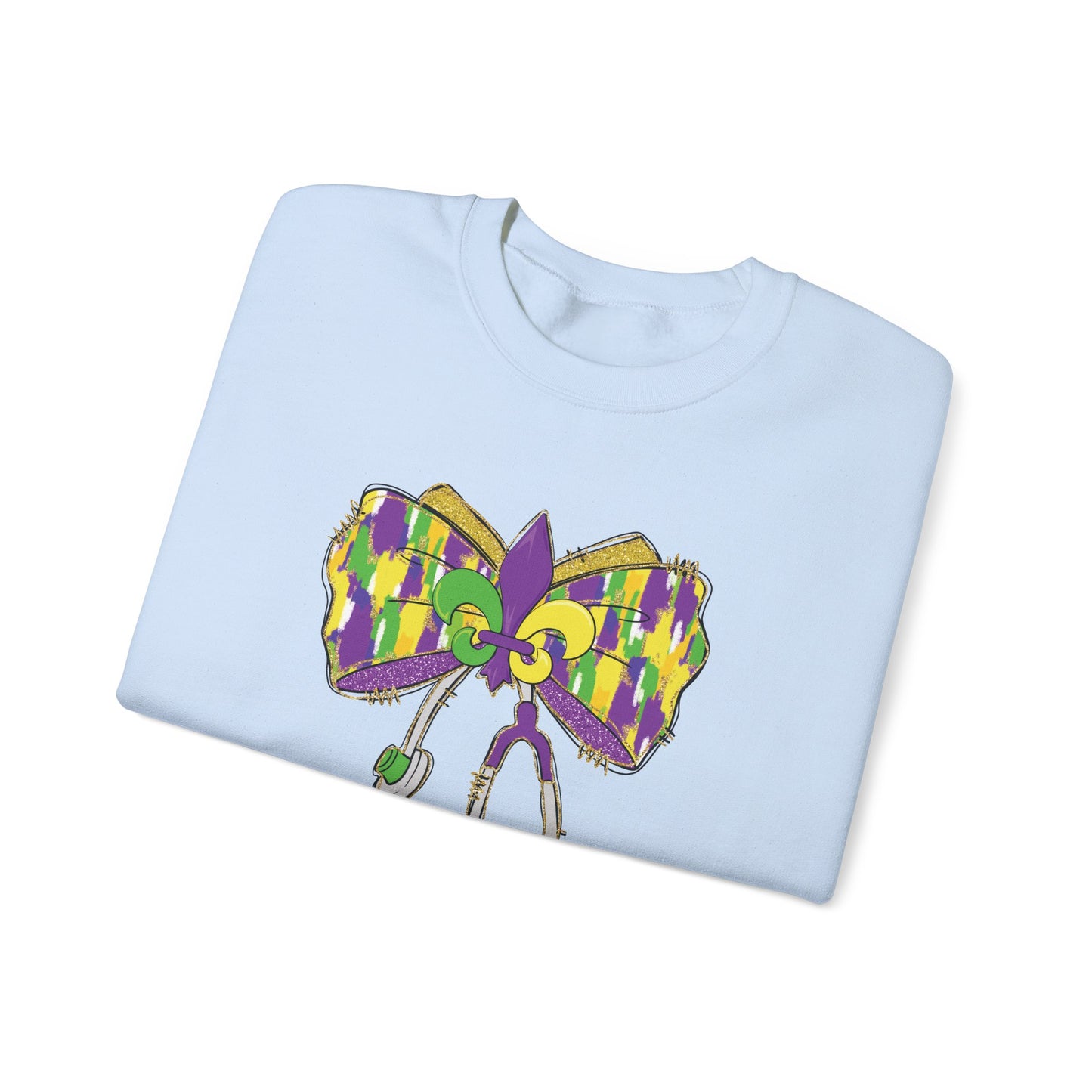 Mardi Gras  colorful bow Nurse Gildan Sweatshirt