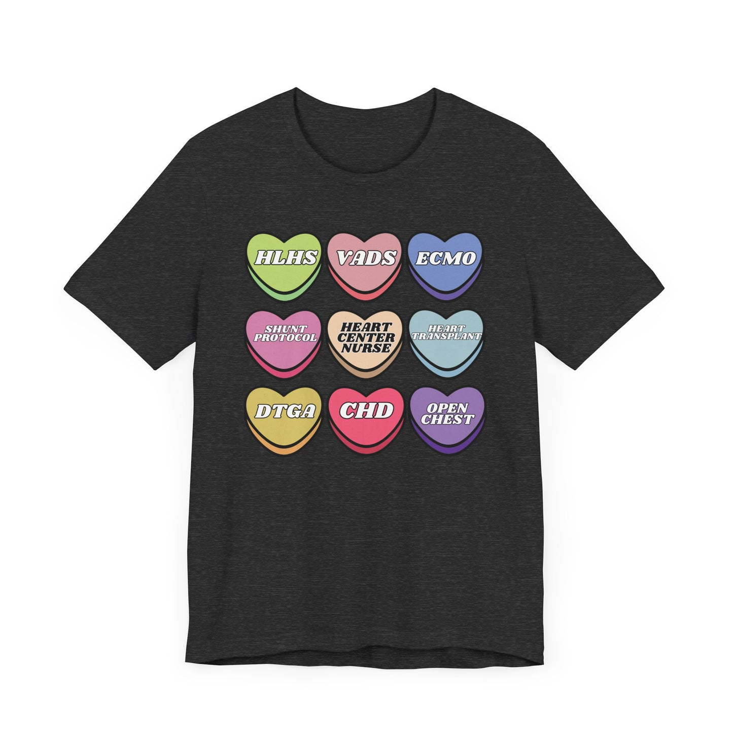 Heart Center Nurse Valentine’s Day comfy Bella Canvas T shirt , Cute Candy Heart Sayings, match your coworkers this Valentine’s Day
