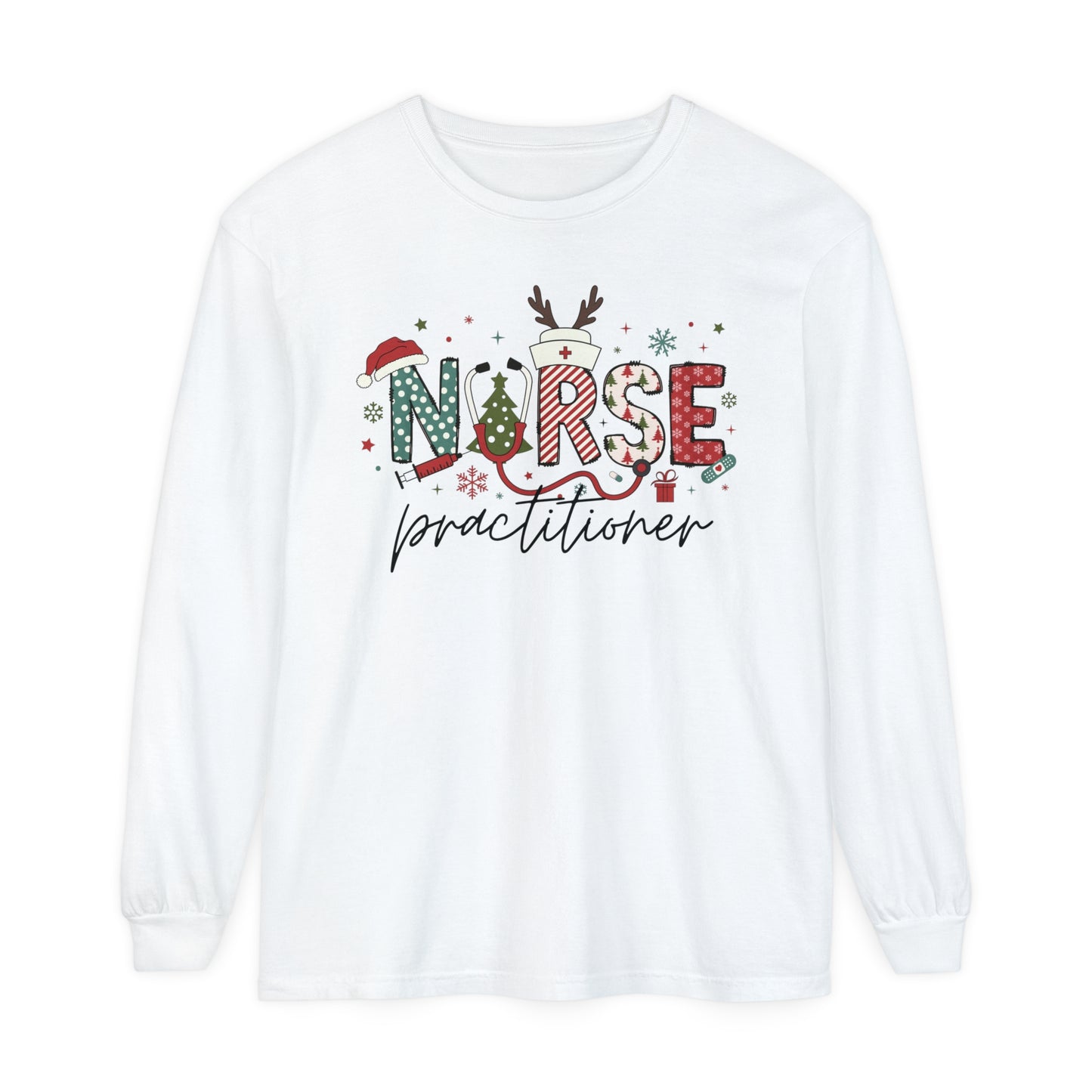 Nurse practitioner Christmas Shirt, Comfort Colors Long Sleeve, festive Christmas  Nurse practitioner , gift for any Peds nurse!