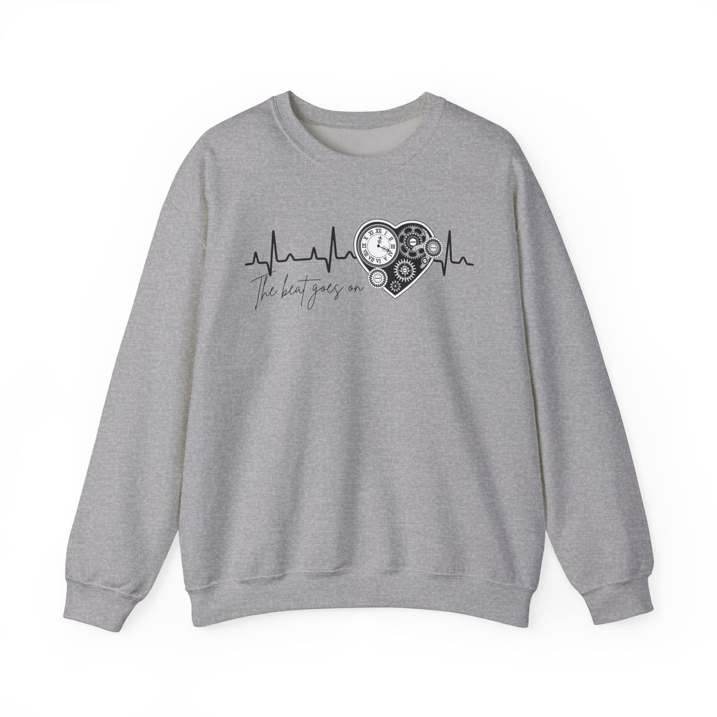 The beat goes on cardiology sweatshirt, cute and cozy mechanical heart gildan sweatshirt