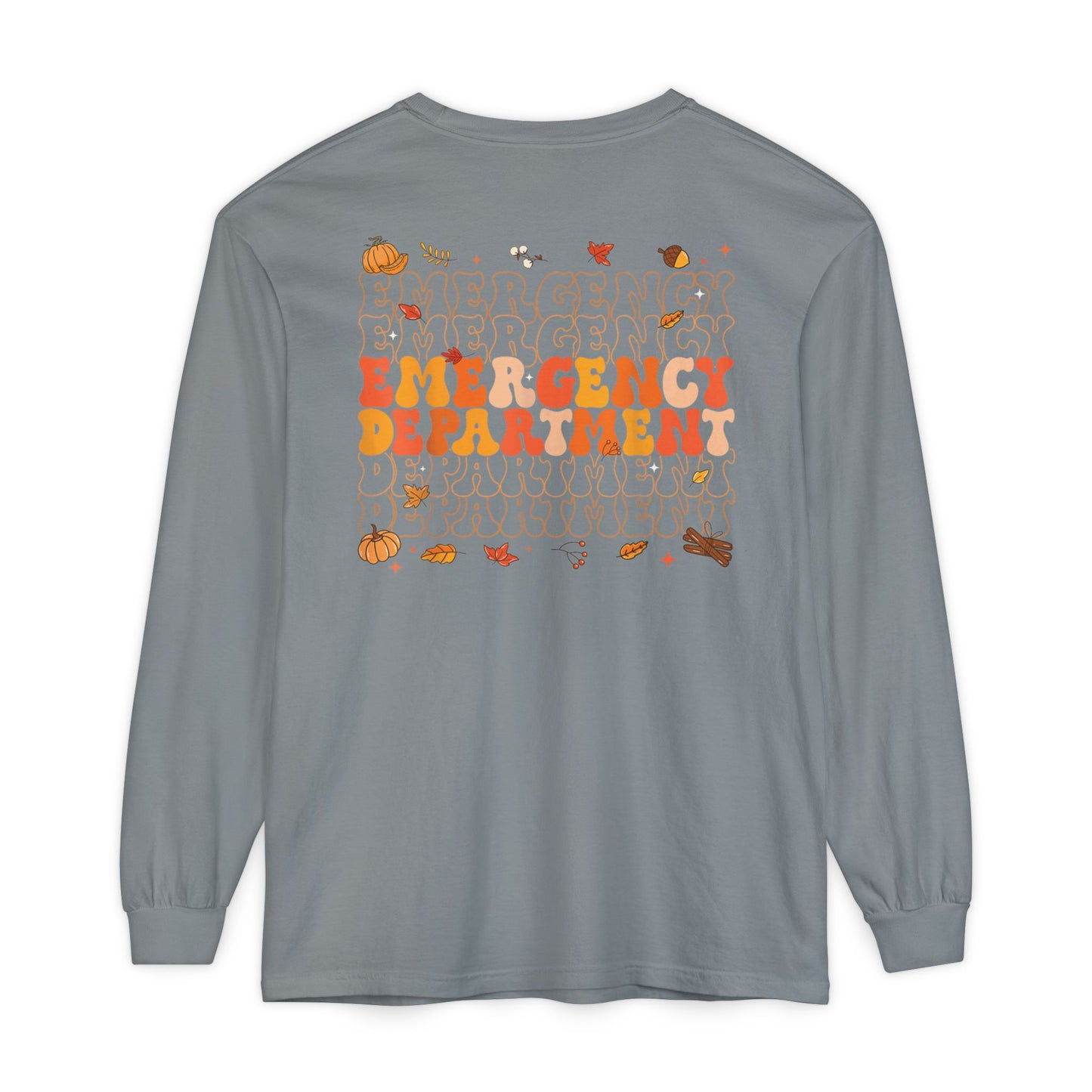 Turkey front ED sign, thanksgiving theme ED Nurse longsleeve , pediatric nurse shirt, comfort colors turkey nurse shirt, Peds nurse,fall nurse shirt