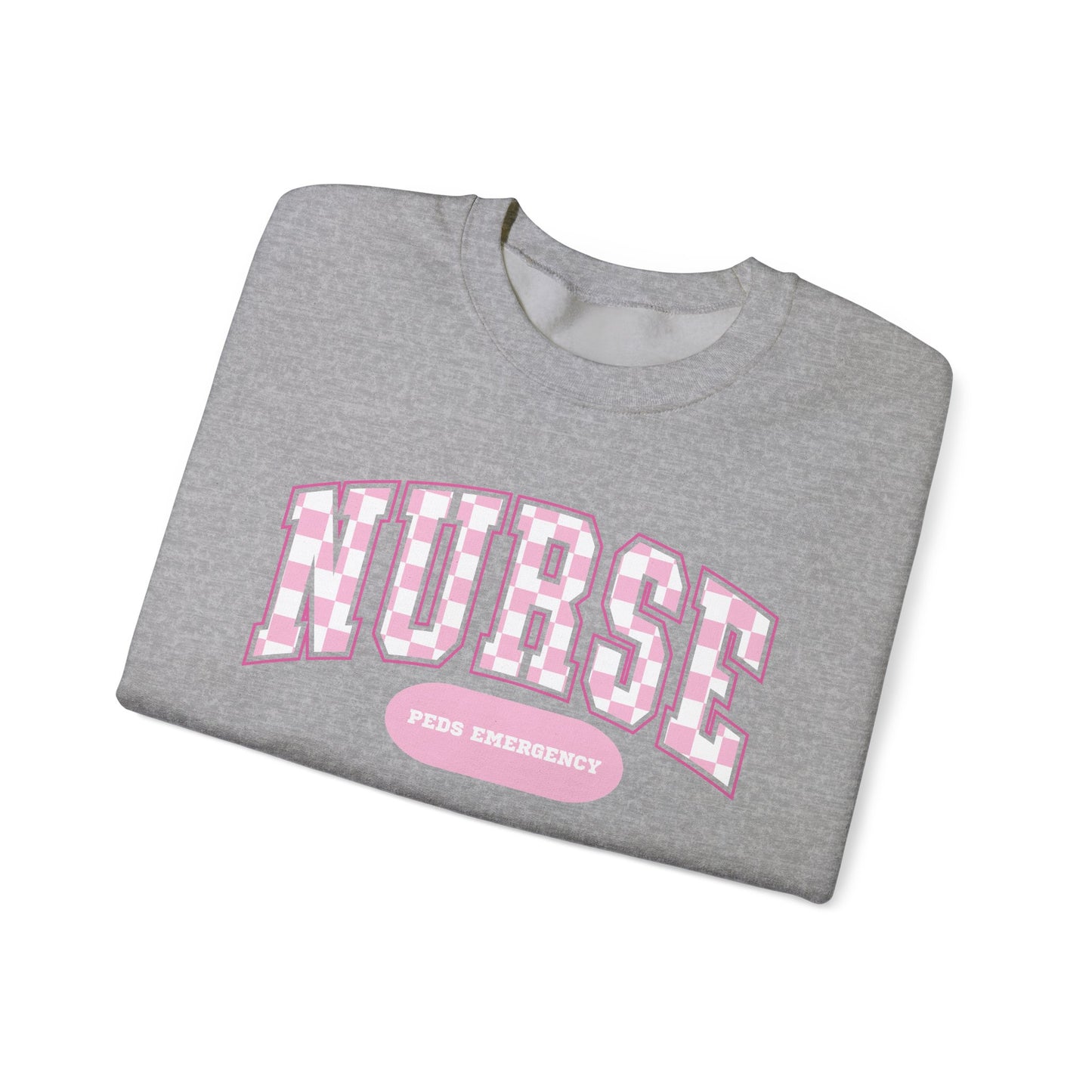 Retro Checkered Peds Emergency Varsity Letter Nurse Sweatshirt