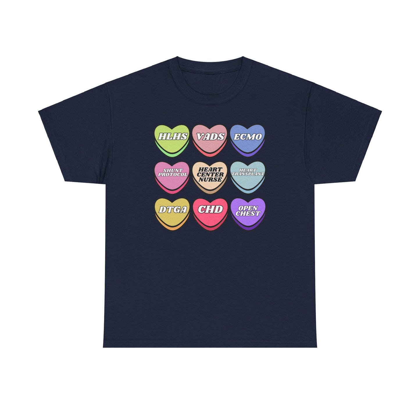 Heart Center Nurse Valentine’s Day Gildan Heavy Cotton T shirt , Cute Candy Heart Sayings, match your coworkers this Valentine’s Day