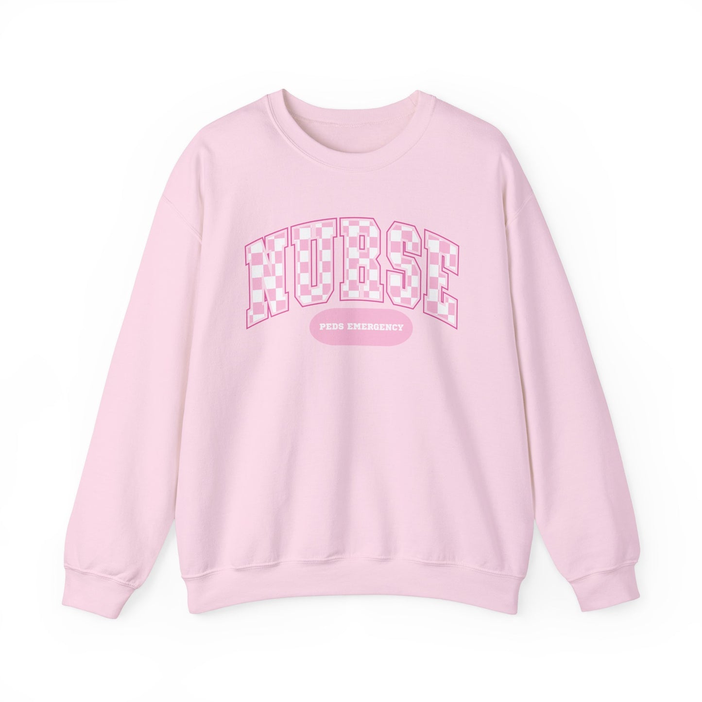 Retro Checkered Peds Emergency Varsity Letter Nurse Sweatshirt