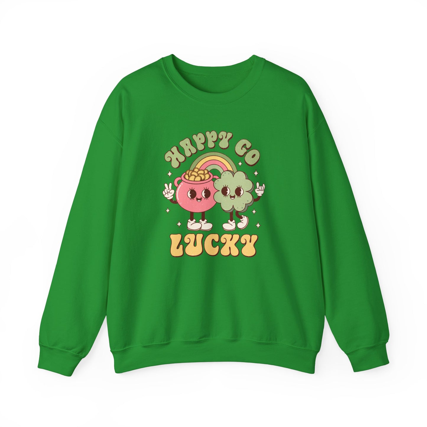 Happy Go Lucky St. Patricks Day sweatshirt, St. Pattys Nurse sweatshirt, ED RN, NICU, Teacher, Nurse Sweatshirt, Retro St. Pattys