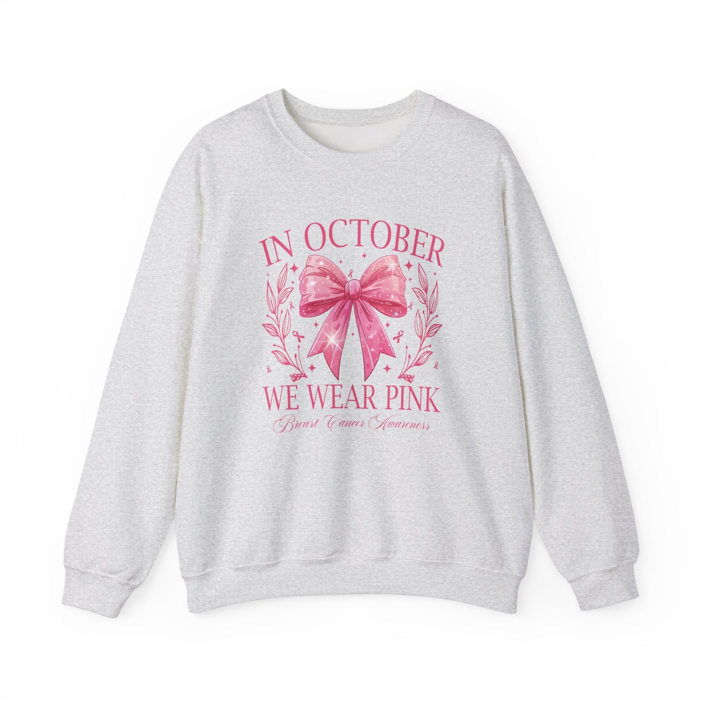 Cute pink pumpkin, In October we wear pink !Gildan cozy Breast Cancer Awareness Ghost Sweatshirt, In October We Wear Pink, cozy sweatshirt to support breast cancer