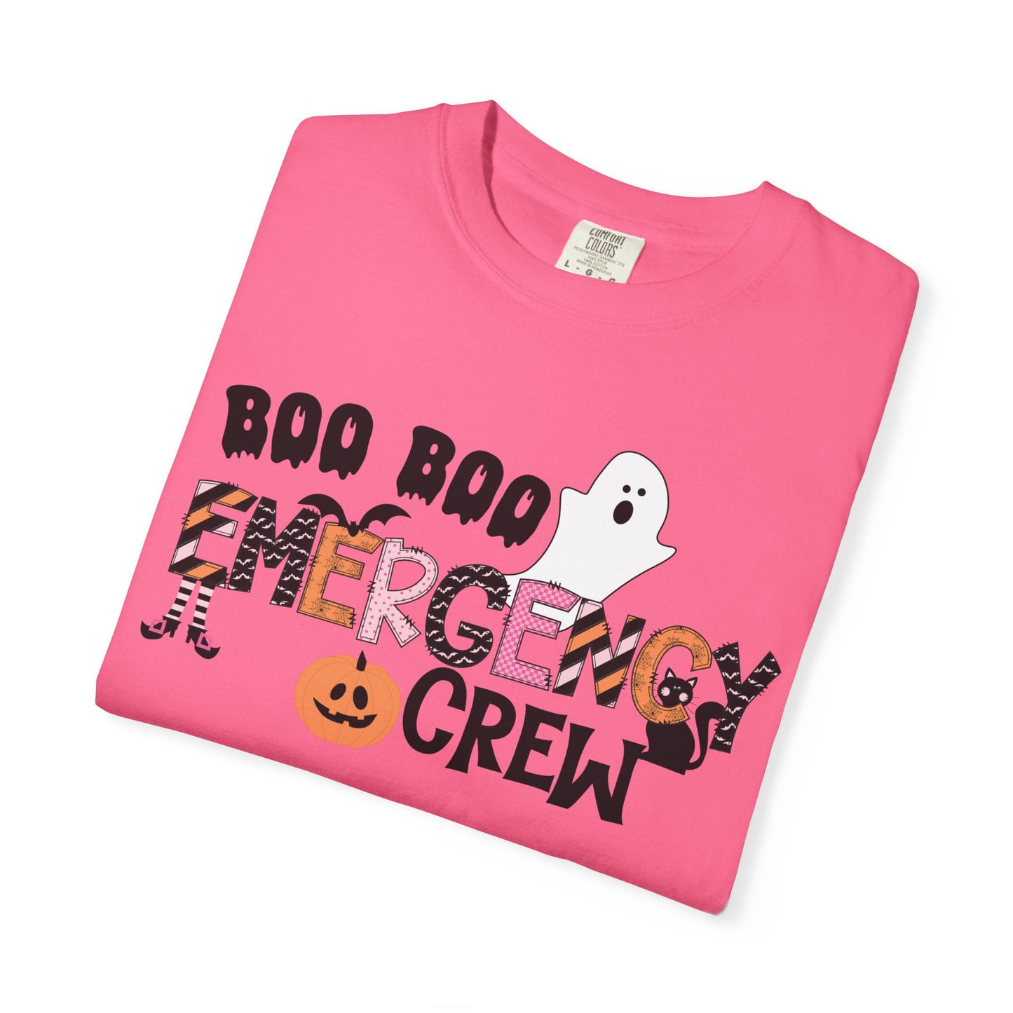 Boo boo crew nurse shirt, emergency nurse, RN Halloween shirt , comfort colors pink and orange ghost shirt, boo,  ER RN, medical shirt