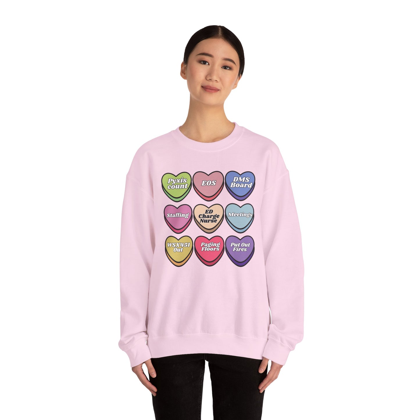 ED Charge Candy heart sweatshirt, perfect for Valentines Day ! Customize for your unit !