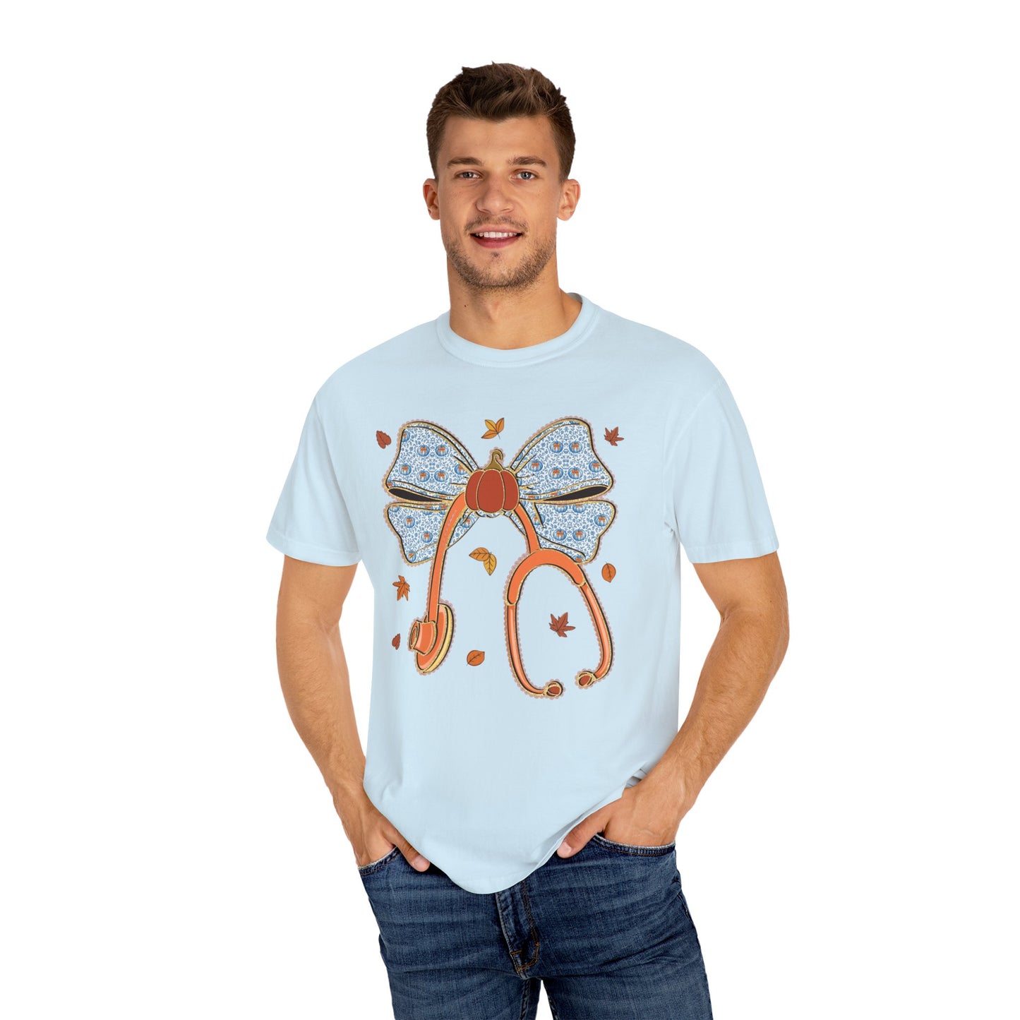 Stethoscope Bow PedsNurse Stethoscope heart, fall shirt, gift for nurse,cute holiday shirt, comfort colors, thanksgiving shirt