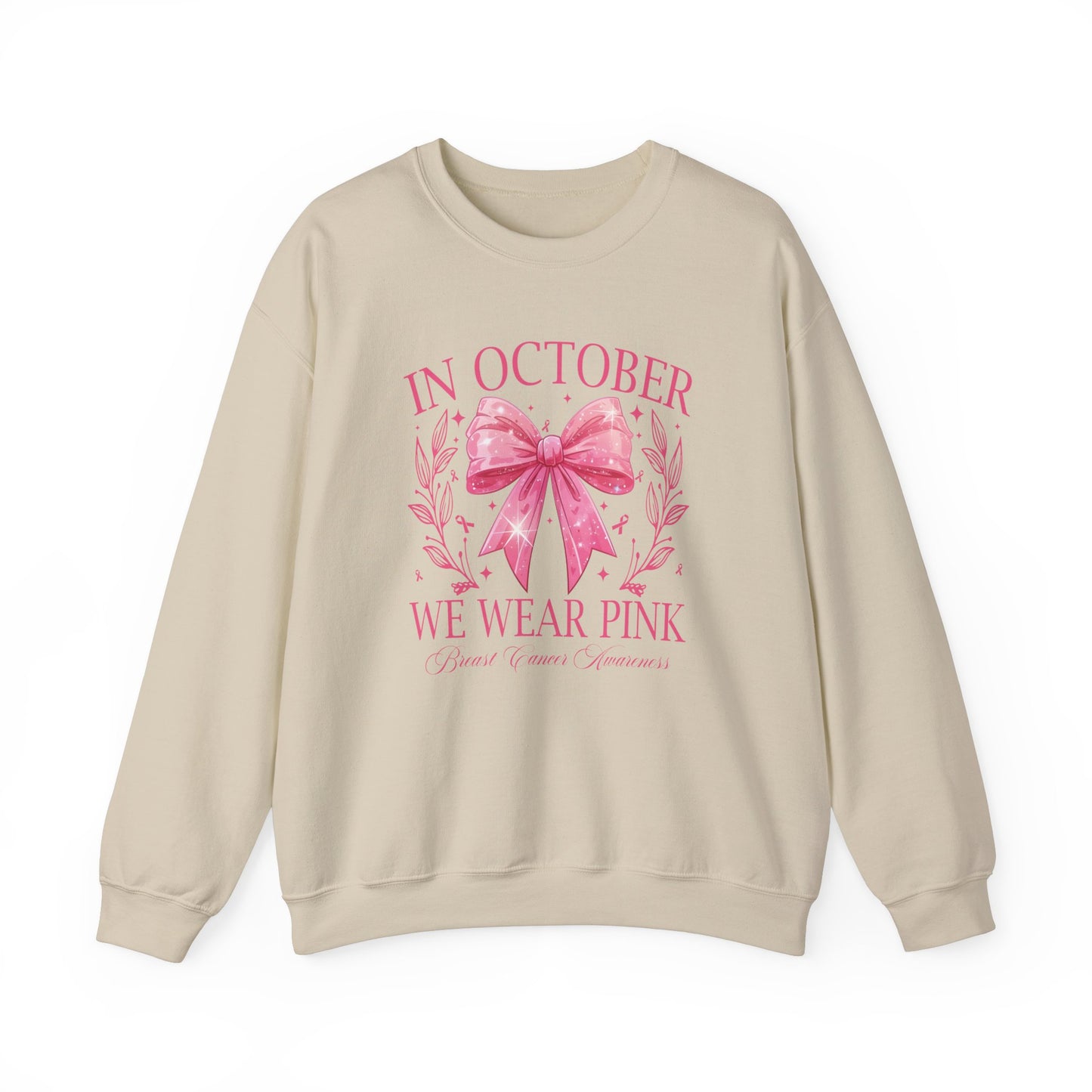 Cute pink pumpkin, In October we wear pink !Gildan cozy Breast Cancer Awareness Ghost Sweatshirt, In October We Wear Pink, cozy sweatshirt to support breast cancer