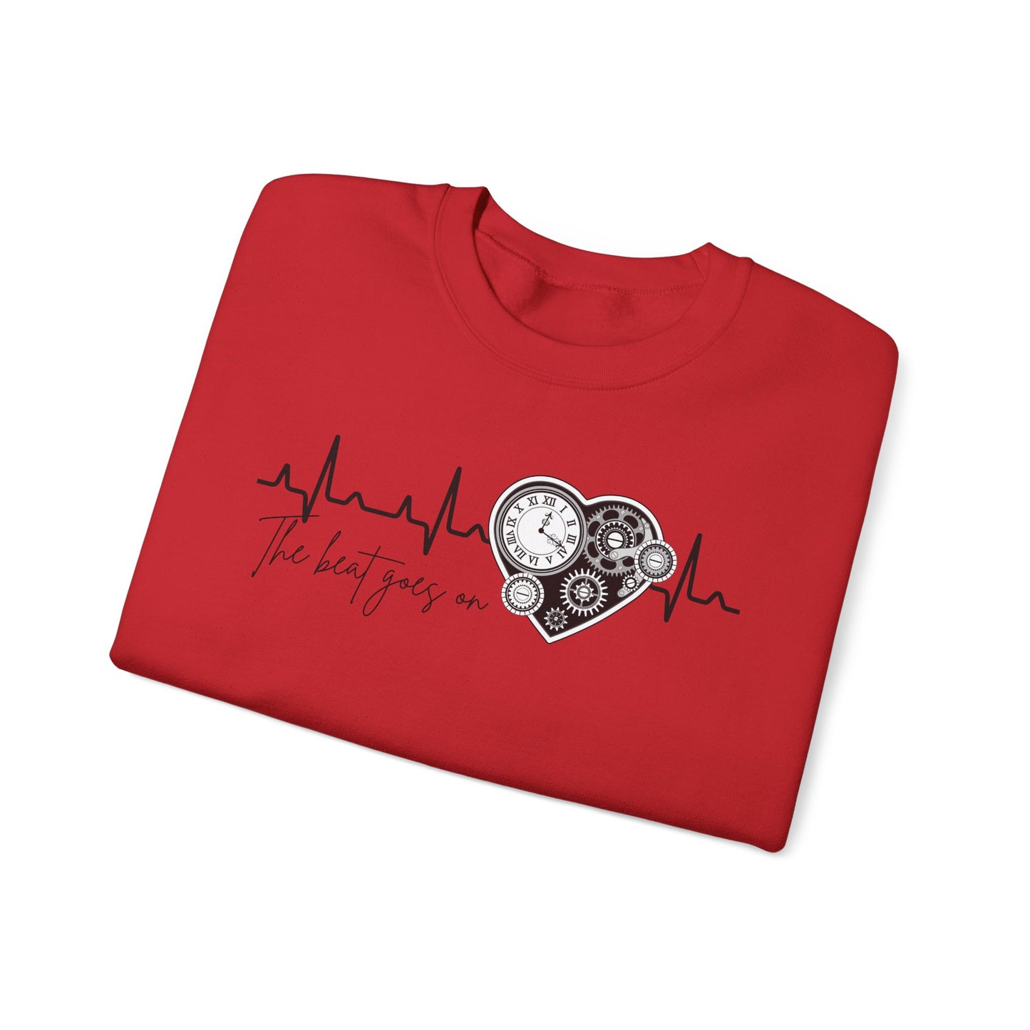 The beat goes on cardiology sweatshirt, cute and cozy mechanical heart gildan sweatshirt