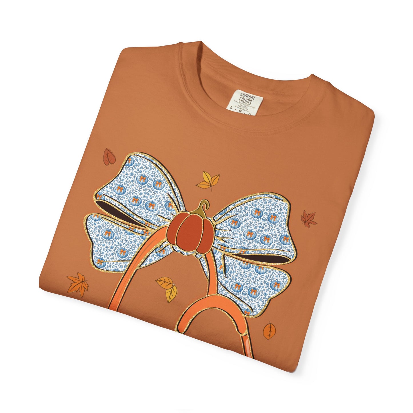 Stethoscope Bow PedsNurse Stethoscope heart, fall shirt, gift for nurse,cute holiday shirt, comfort colors, thanksgiving shirt