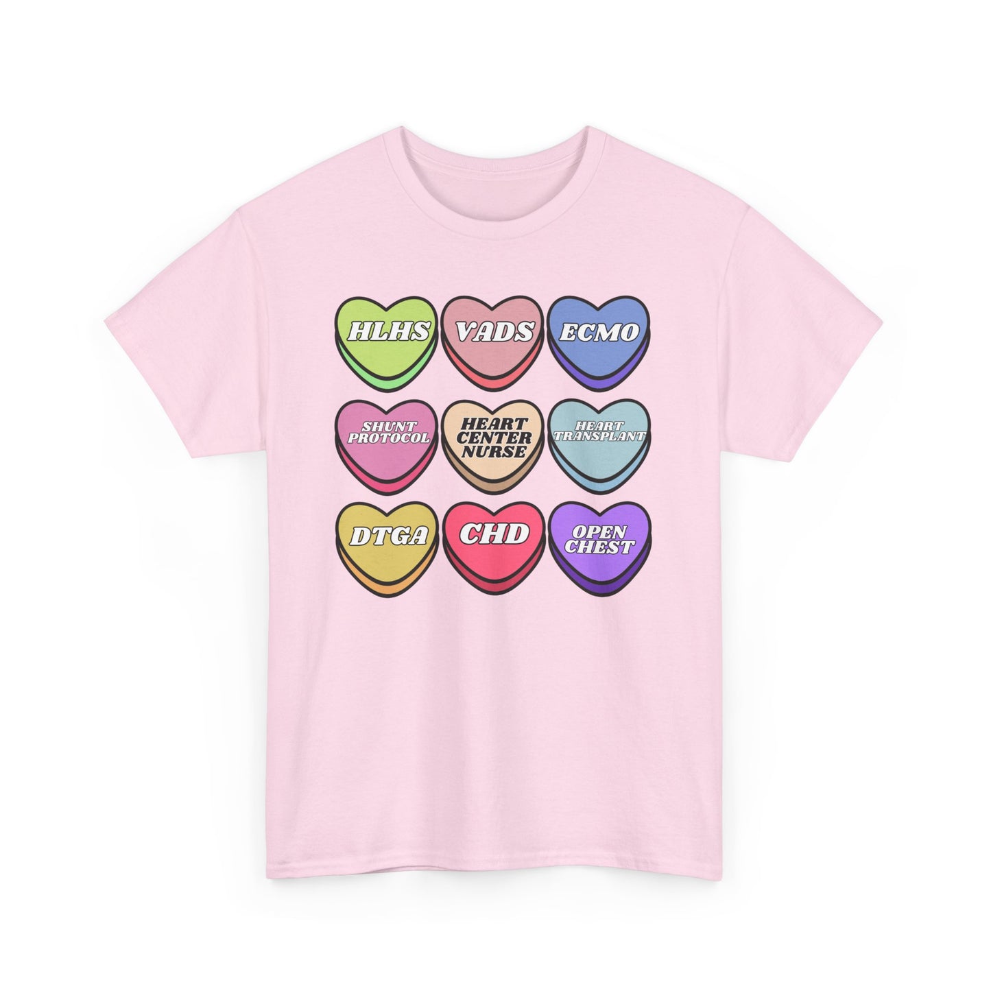 Heart Center Nurse Valentine’s Day Gildan Heavy Cotton T shirt , Cute Candy Heart Sayings, match your coworkers this Valentine’s Day