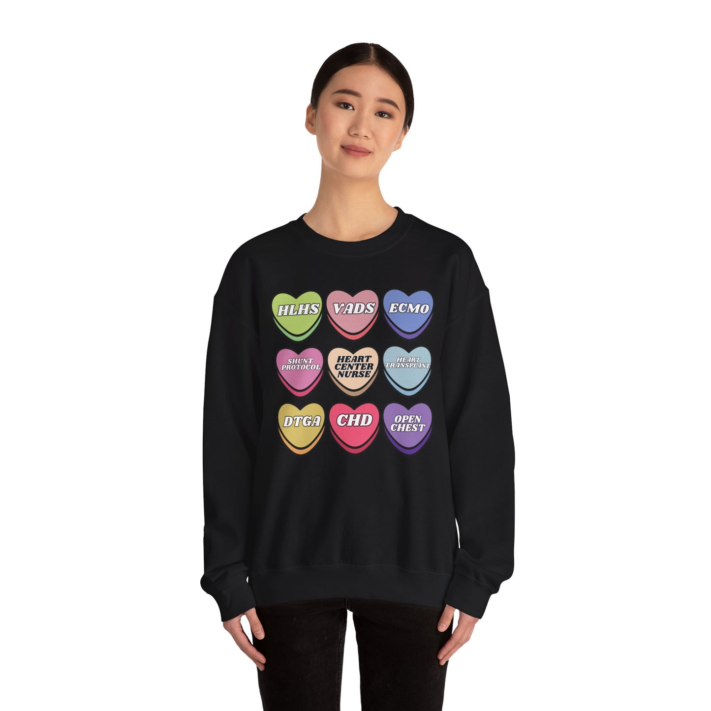 Heart Center Nurse Valentine’s Day Sweatshirt, Cute Candy Heart Sayings, match your coworkers this Valentine’s Day