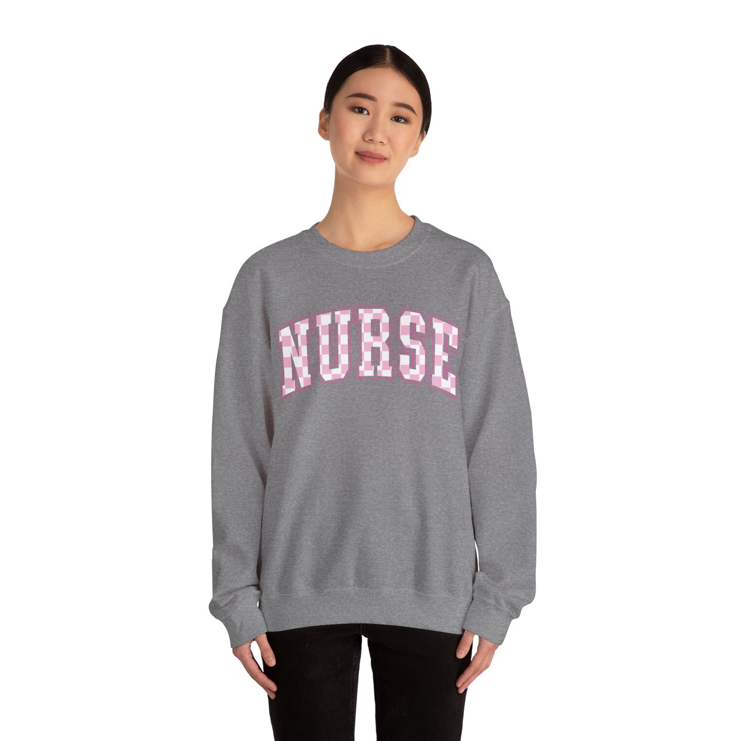 Retro Checkered Pink Nurse Gildan Sweatshirt