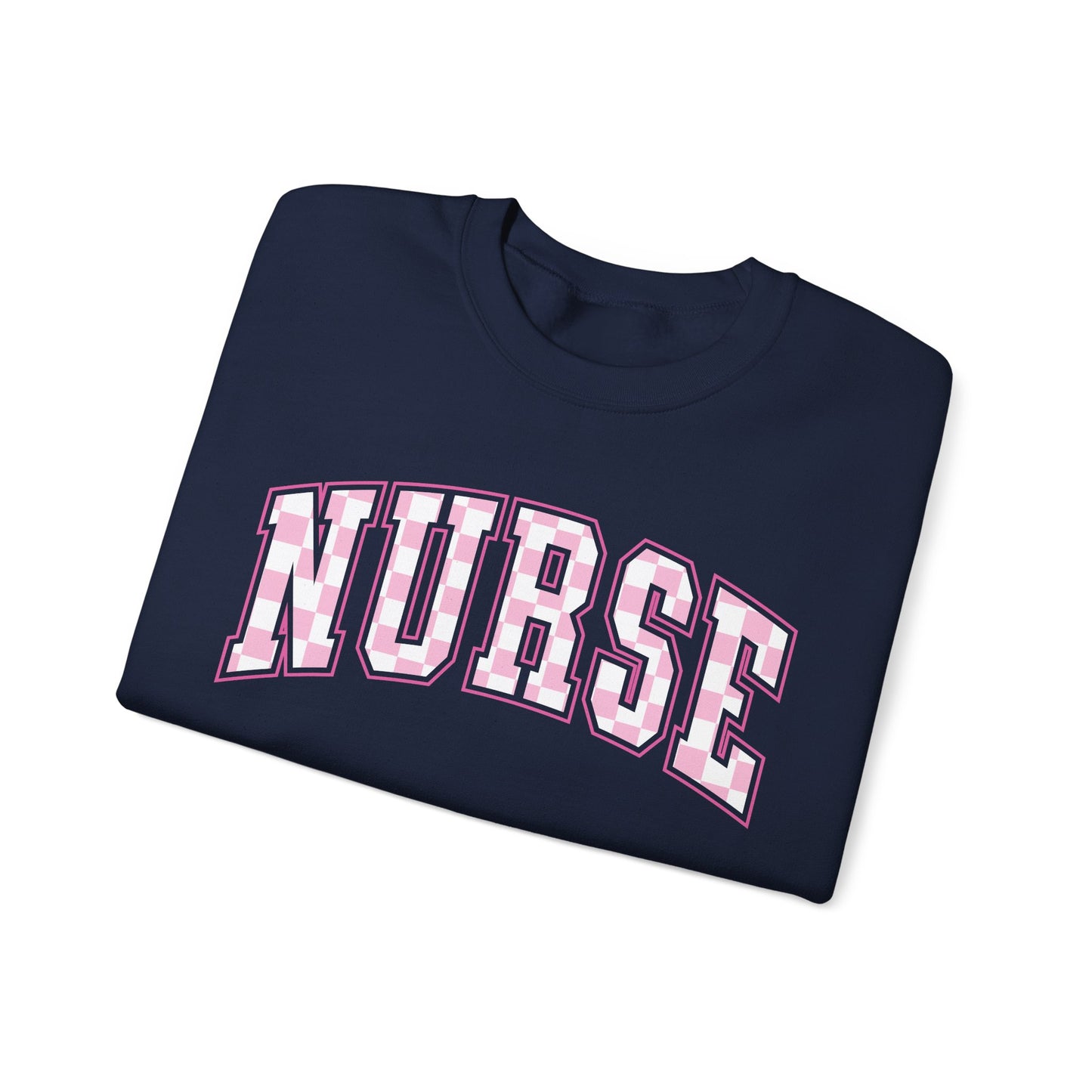 Retro Checkered Pink Nurse Gildan Sweatshirt
