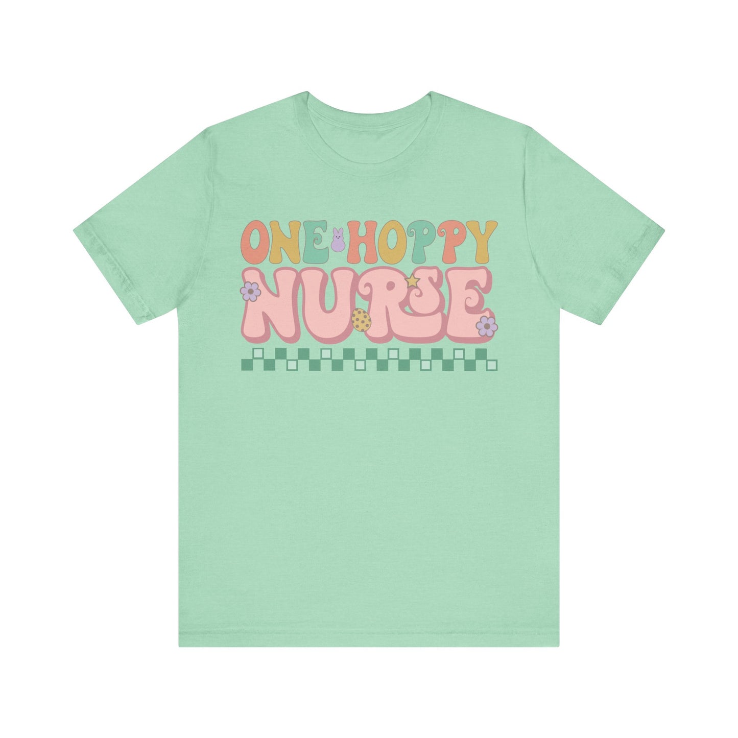 One Hoppy Nurse Easter Women Shirt, Retro Chick, Nurse shirt, teacher shirt, Easter nurse, punny shirt, funny woman shirt.