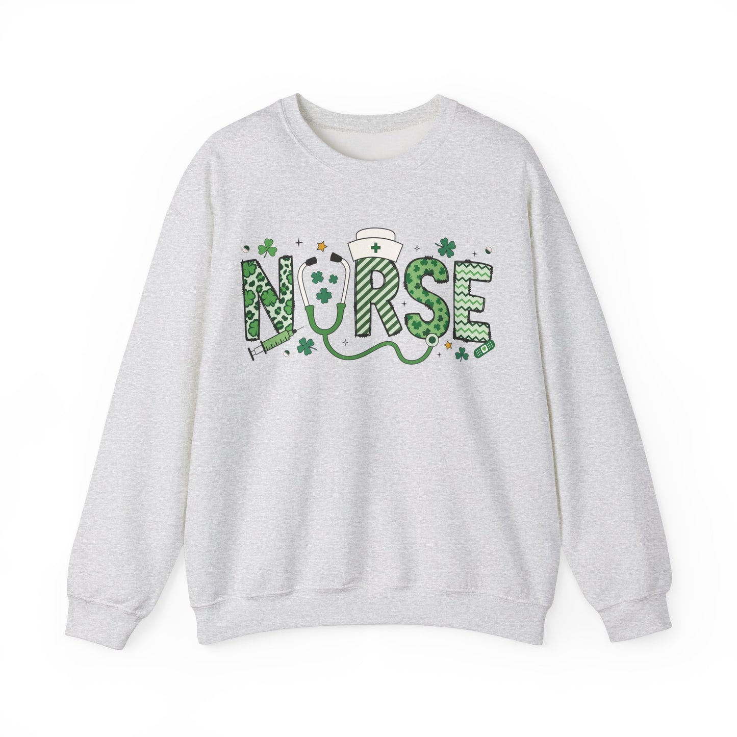 Festive Nurse St. Patricks Day Sweatshirt,  RN sweatershirt, ER Nurse, NICU Nurse, PICU nurse, clover, lucky nurse sweatshirt.